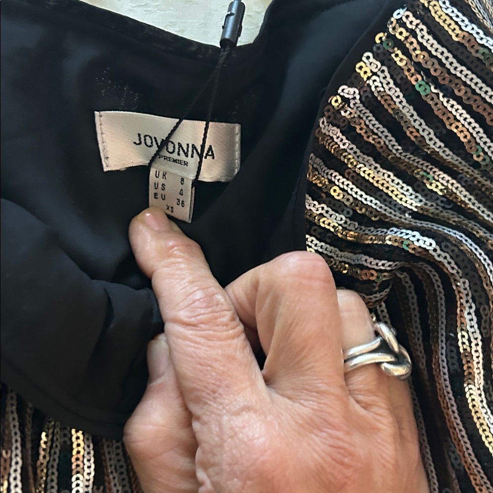 Striped sequin Black, gold and silver Two-Piece Outfit - Picture 5 of 7